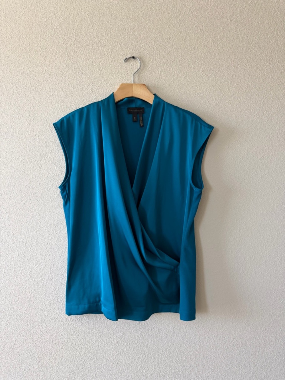 Donna Karan Teal Sleeveless Drape-Front Camisole